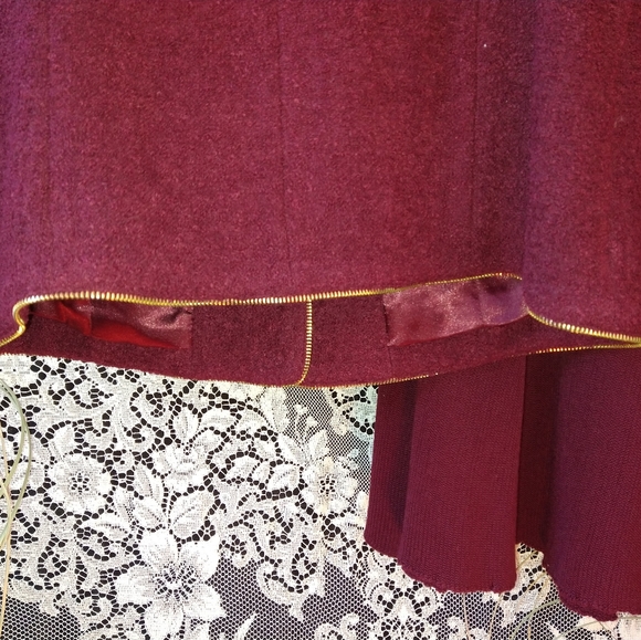 Louis Dell Olio burgundy maroon skirt set wool blend vintage zipper around edges - Picture 9 of 9